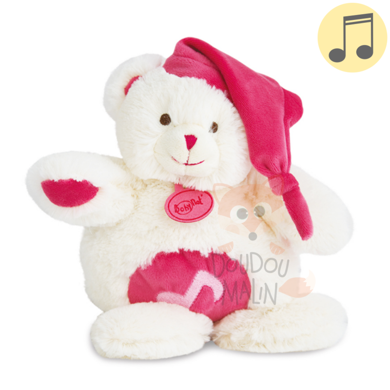  les câlins musical box bear white red 